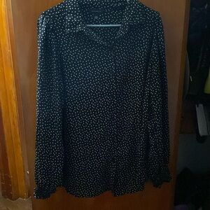 Black formal dress shirt with white polkadots